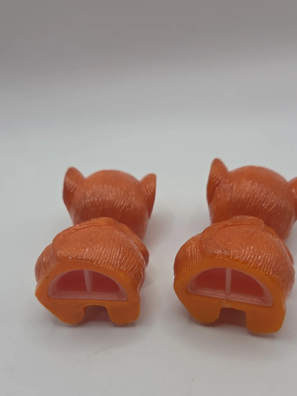 Pair of Orange Resin Kitten Figurines with Red Bows MCM Hong Kong 1960's